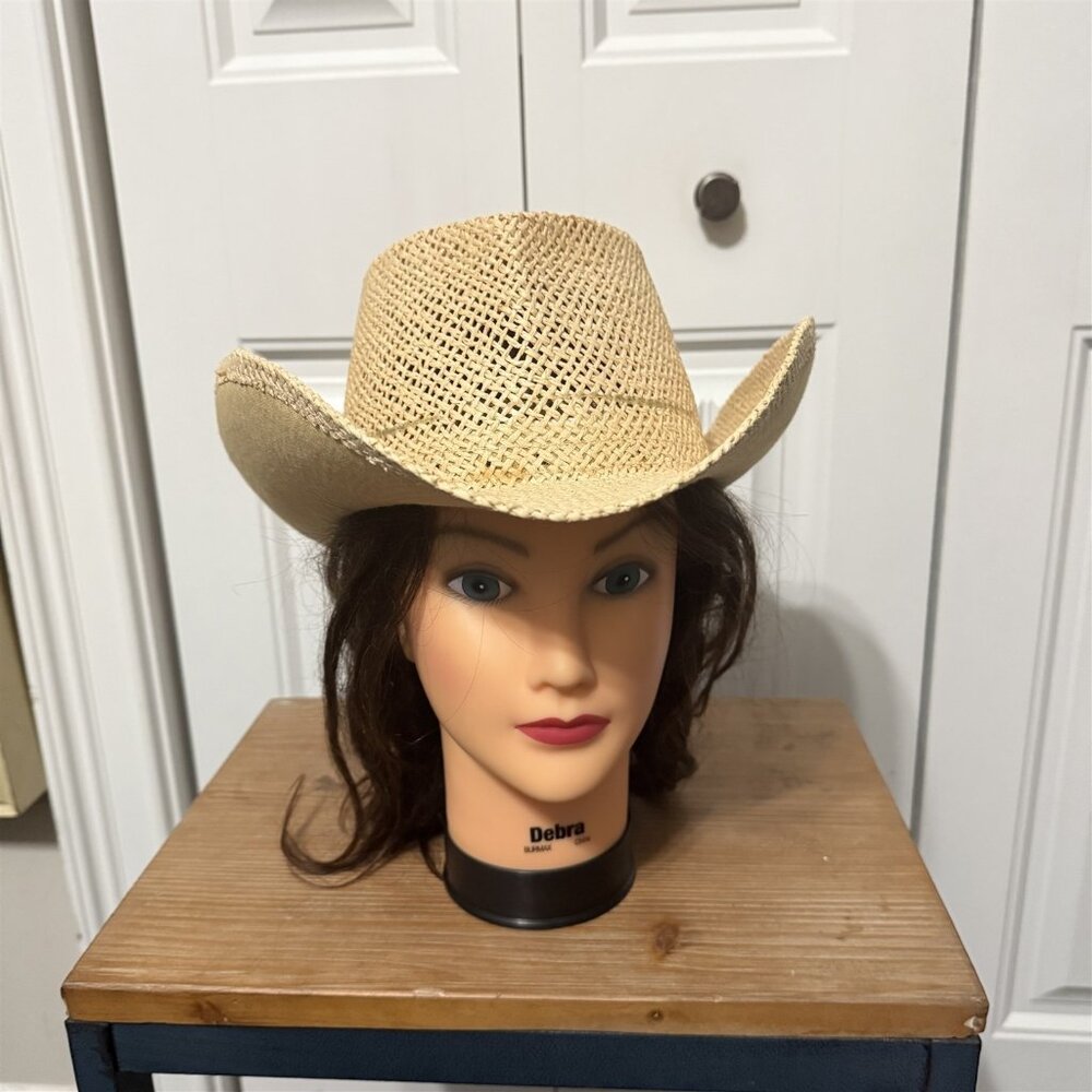 Signatures Cowboy Western Hat Beige Natural Straw Cowgirl M L